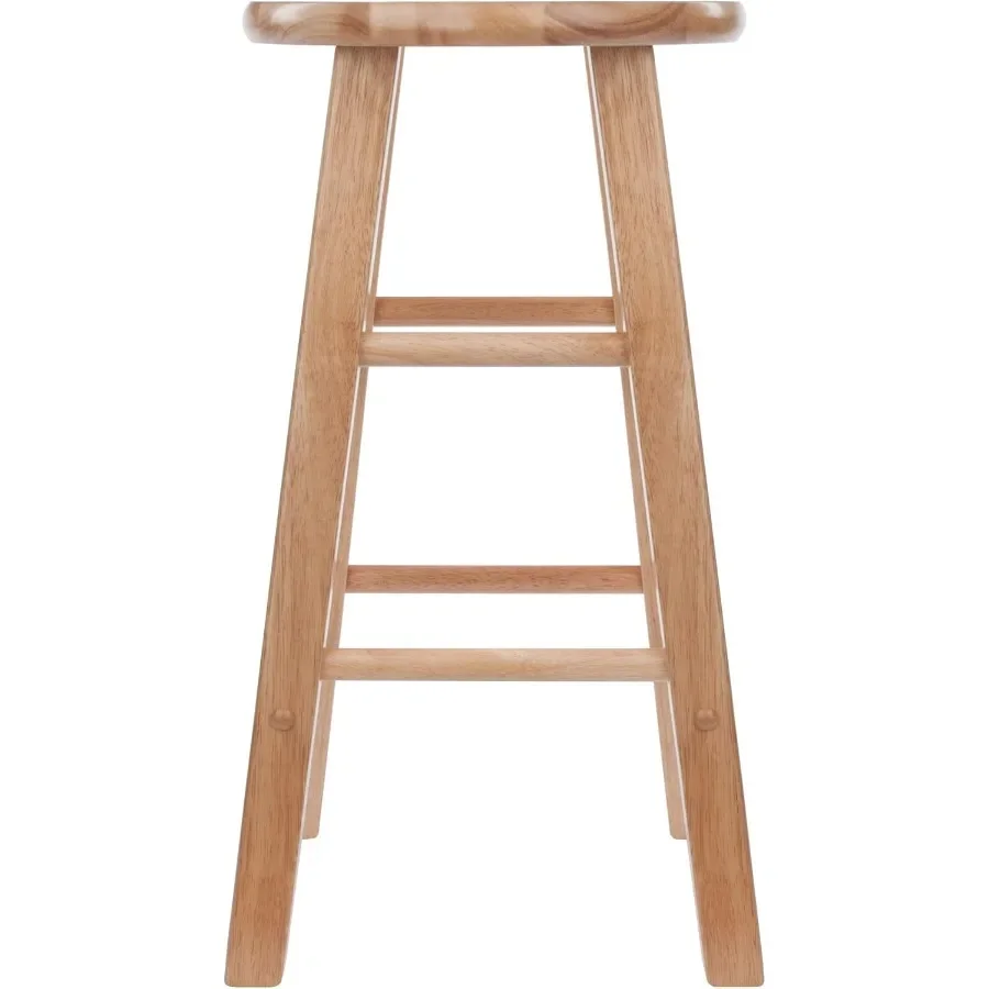 Conjunto de bancos de balcão de 2 peças de 24 polegadas, madeira maciça natural, bancos de bar de cozinha modernos para sala de jantar e decoração de casa