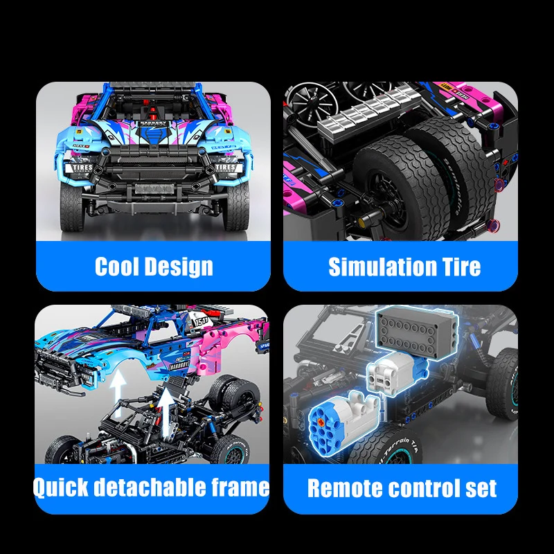 Technical Expert Remote Control Racing Off Road Car Model Building Blocks Mechanical Sport Vehicle Bricks MOC Toys Children Gift