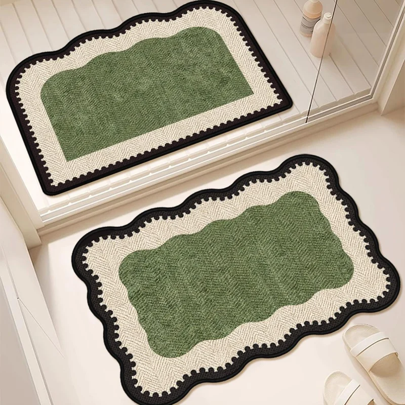 

Коврик для ванной VIKAMA в ретро-стиле, темно-зеленый, впитывающий коврик для входа в ванную, роскошный придверный коврик для ног