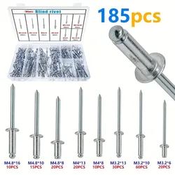 Voordeelpakket 85/185-delige pop-klinknagelsassortimentset, 8 maten aluminium klinknagels (1/8