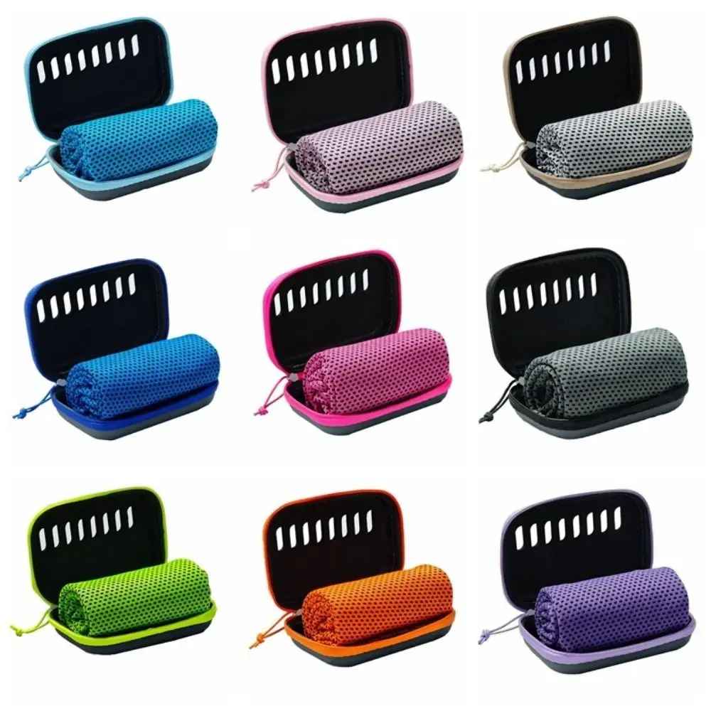 منشفة صغيرة خفيفة الوزن ماصة للعرق البارد، منشفة لياقة بدنية محمولة ناعمة للجري قابلة للتنفس مع صندوق EVA، مناشف رياضية للركض