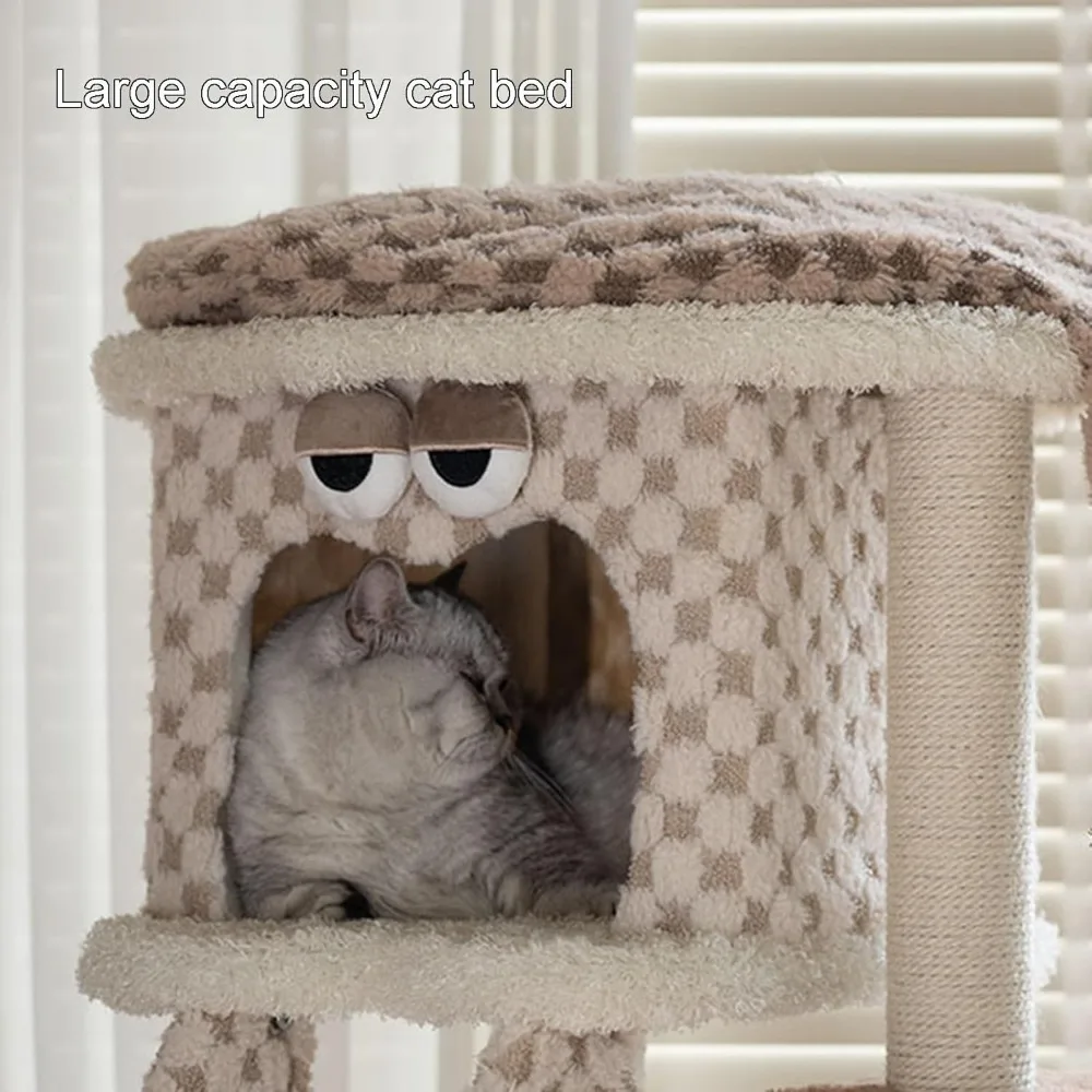 برج قطط حديث داخلي مع سلم تسلق ومركز أنشطة ومنزل لعب للقطط والقطط