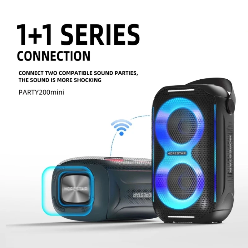 HOPESTAR Party200mini Outdoor Portable BT Speaker Wireless Bass Sound Box IPX5 Waterproof Loud Speakers HIFI Stereo RGB Speaker