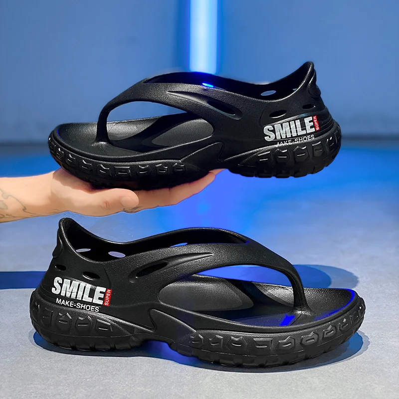 

Модные мужские сандалии, удобные мягкие мужские шлепанцы, уличные пляжные тапочки, повседневная нескользящая обувь на плоской подошве, легкая садовая обувь