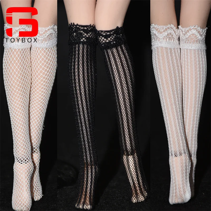 Bas longs en dentelle et maille pour femme, chaussettes mollet, accessoires de vêtements adaptés au corps de figurine de soldat de 12 pouces, échelle 1/6, en Stock