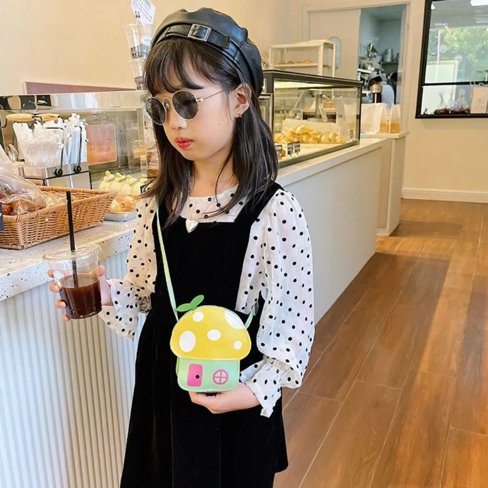 

Lightweight Mushroom House Kids Messenger Bag Case Cover Portable Mushroom Phone Bag PU Dustproof Coin Shoulder Bag Running