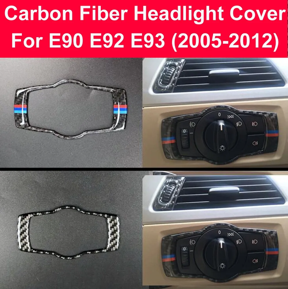 

For BMW E90 E92 E93 2005-2012 Interior Carbon Fiber Headlight Switch Button Cover Trim Car Styling Stickers 3 Series Accessories