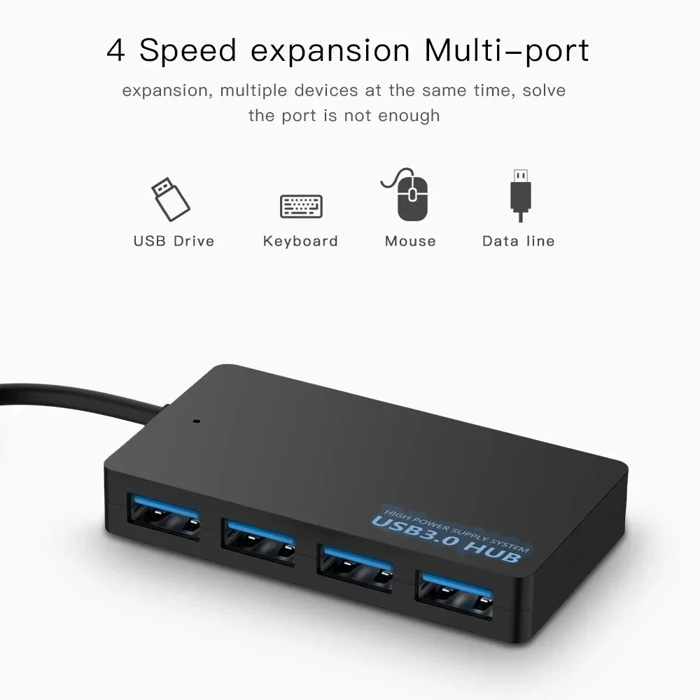

USB 3.0 HUB Adapter 4 Ports Extender High Speed Data Transfer Docking Station Splitter for PC Laptop Accessories