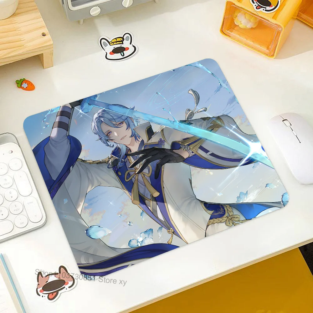 

Kamisato Ayato Genshin Impact Mousepad RGB Small Size Gaming Mouse Pad With LED Light Desk Mat Super Smooth Non-slip Rubber