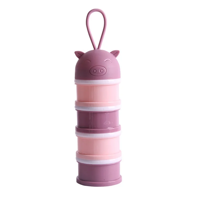 Dispensador de fórmula para bebé, contenedor dispensador de leche en polvo portátil de 4 capas, contenedor de almacenamiento de viaje para alimentación de bebé