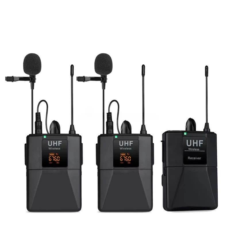 wlj02 High-Quality Wireless Lavalier Microphone Lapel Microphone System Comes With Two 3.5mm Cables