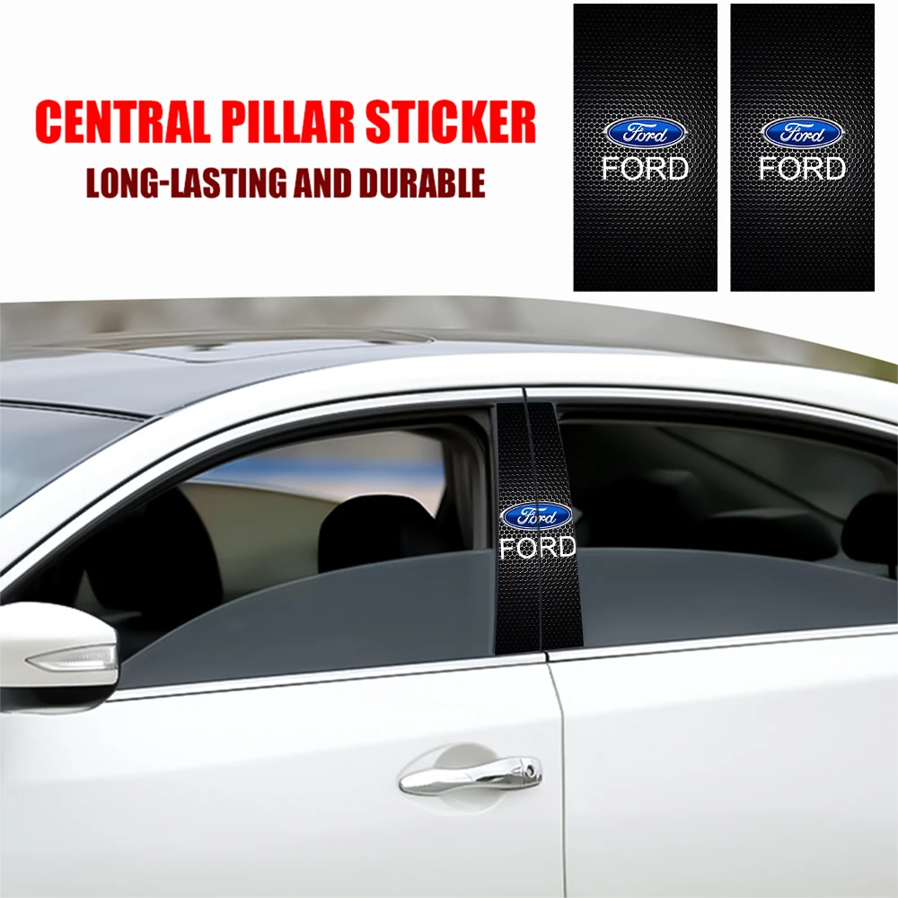 2pcs Car Styling Door Center Pillar Sticker Decoration Auto Exterior Accessories For Ford Focus Kuga Mk3 Mondeo Mustang Fusion view 2
