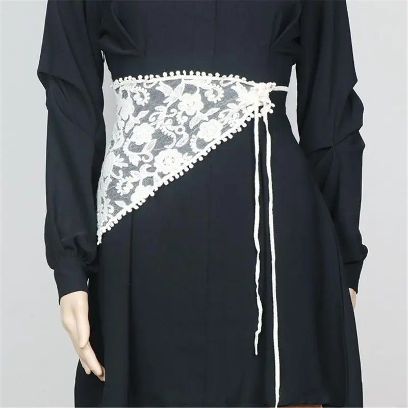Y3ne ricami floreali in pizzo floreale mini galli grembiule triangolare sarong sciarpa corsetto decorativo per accessori per
