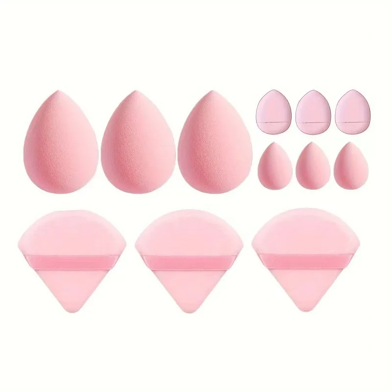 Juego de esponjas de maquillaje multiusos de 12 piezas, hechas de 3 esponjas de polvos sueltos, Mini esponjas de cojín de aire, huevos de belleza, Mini belleza