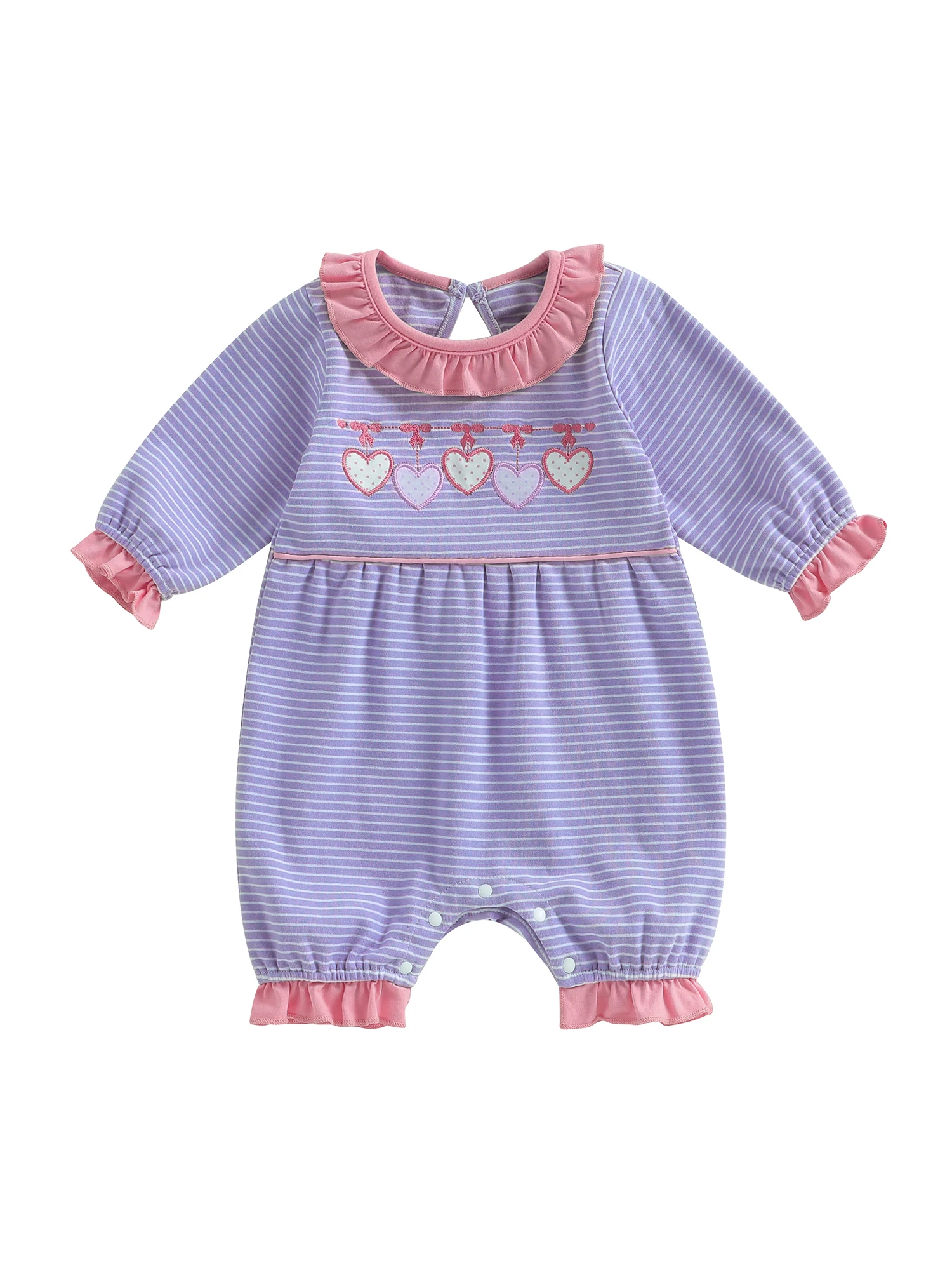 فستان رائع للفتيات الصغيرات بطبعة قلب وردي مع أكمام مكشكشة وتفاصيل فيونكة - ملابس جميلة لعيد الحب #2