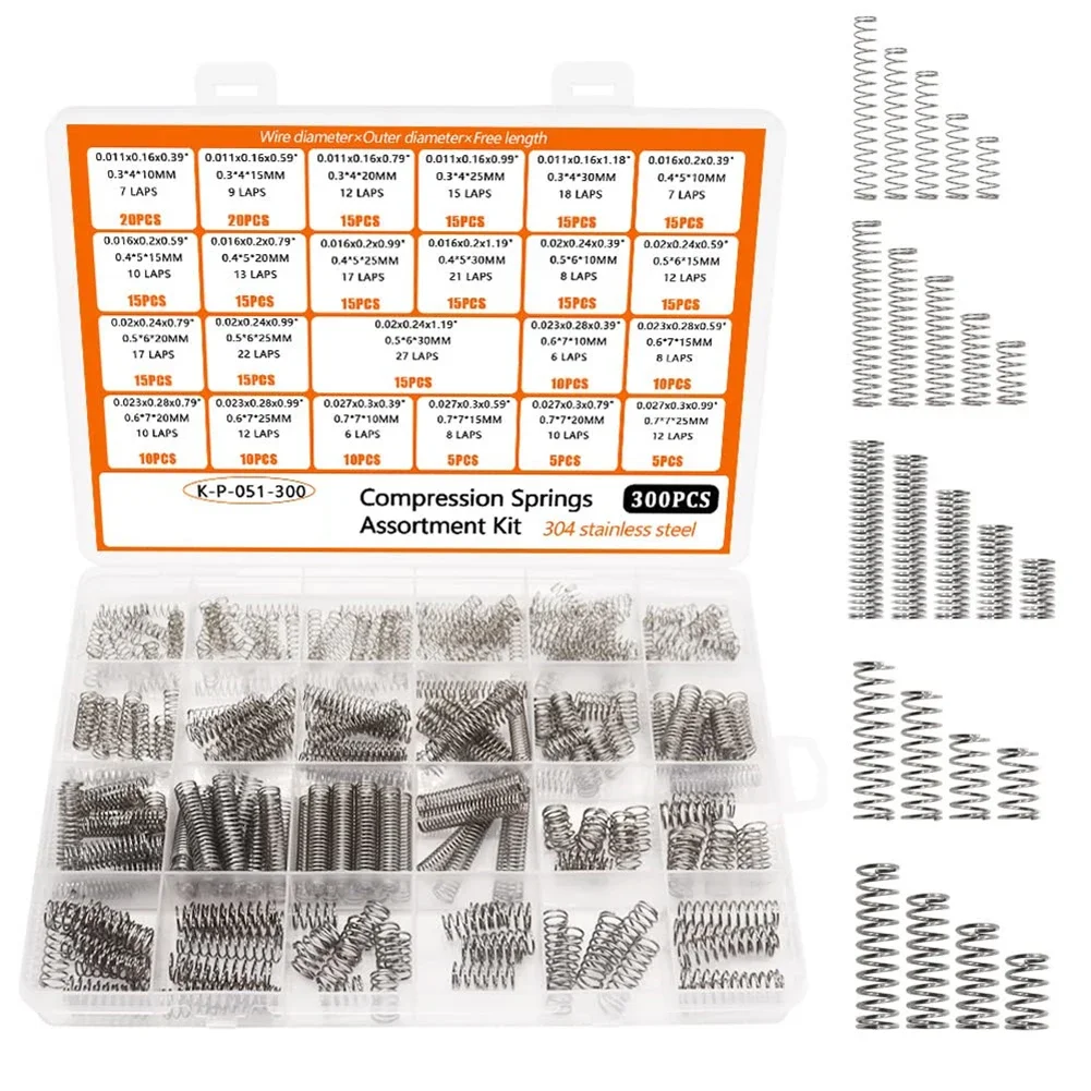 0.011x0.16x0.39 Spring Assortment Kit Small Springs Set Rust-resistant Variety Of Applications Easy Identification