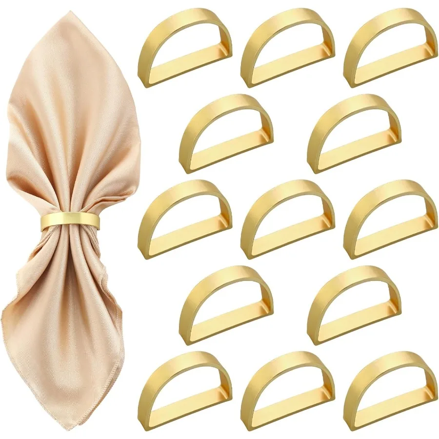 

24Pcs Gold Napkin Rings Set Metal Napkin Ring Holders Buckles for Dinner Table Settings Metallic Adornment for Christmas Valent