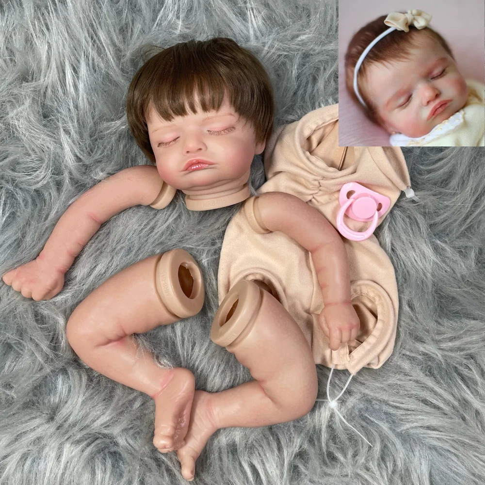 19Inch Painted Reborn Doll Kit Rosalie With Rooted Hair and Cloth Body Unassembled DIY Doll Parts Toy