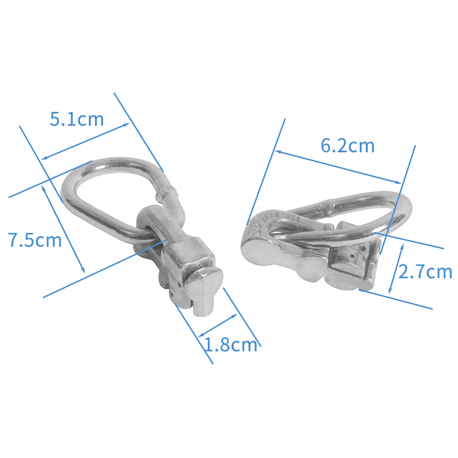 OldBones 2PCS Ring L-Track Double Stud Tie Down Fitting With Pear-Ring Tie-Down Anchor Points For Cargo Tran
