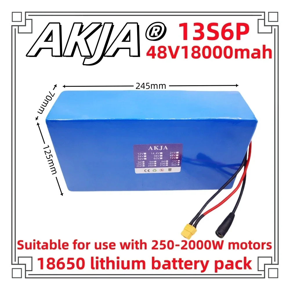 Trasporto veloce aereo nuova batteria al litio a piena capacità 18650 batteria al litio 48 v18ah 13 s6p adatta per 250-2000W