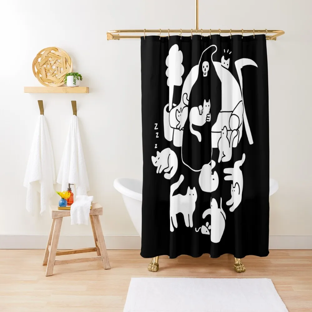 Death and His Cats Shower Curtain Curtains For Bathrooms With Beautiful Designs Bathroom Curtain Box