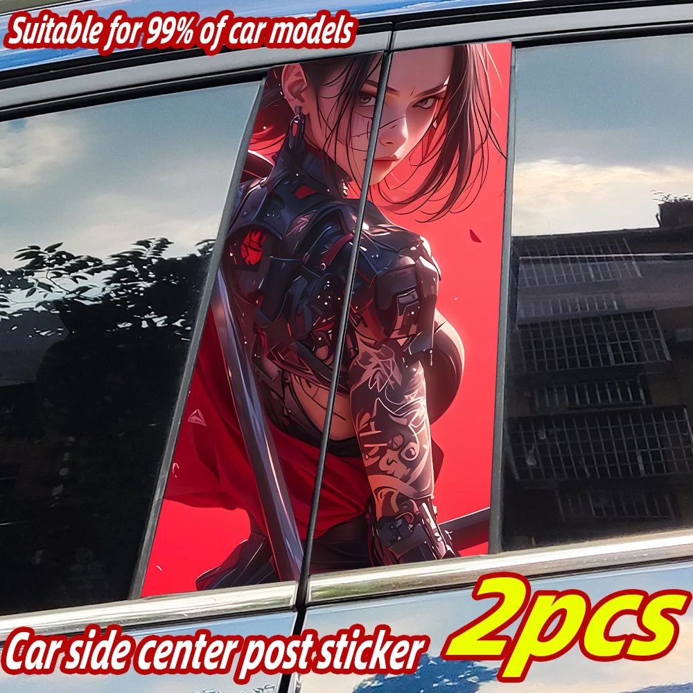 

Female Samurai Car Stickers Auto B-pillar Car Center Column Decor Cover Scratches Waterproof Sunscreen Vinyl Decals Accessories