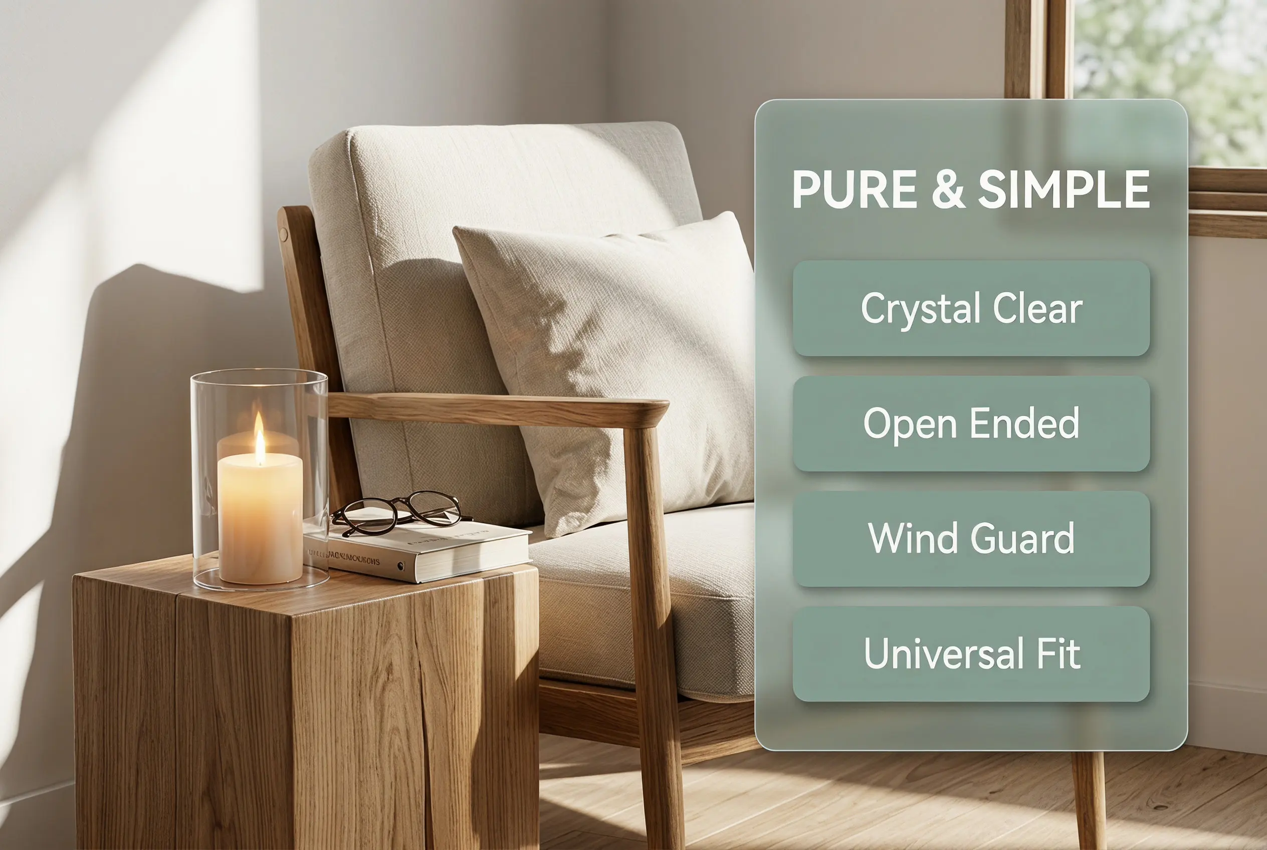 Clear Glass Holder Sleeve Cylinder Open Both Ends Transparent Hurricane Glass Shade Replacement for Home Party Wedding