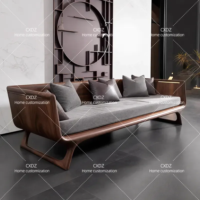 New Chinese Arhat bed solid wood sofa living room 2025 new North American black walnut straight row winter and summer