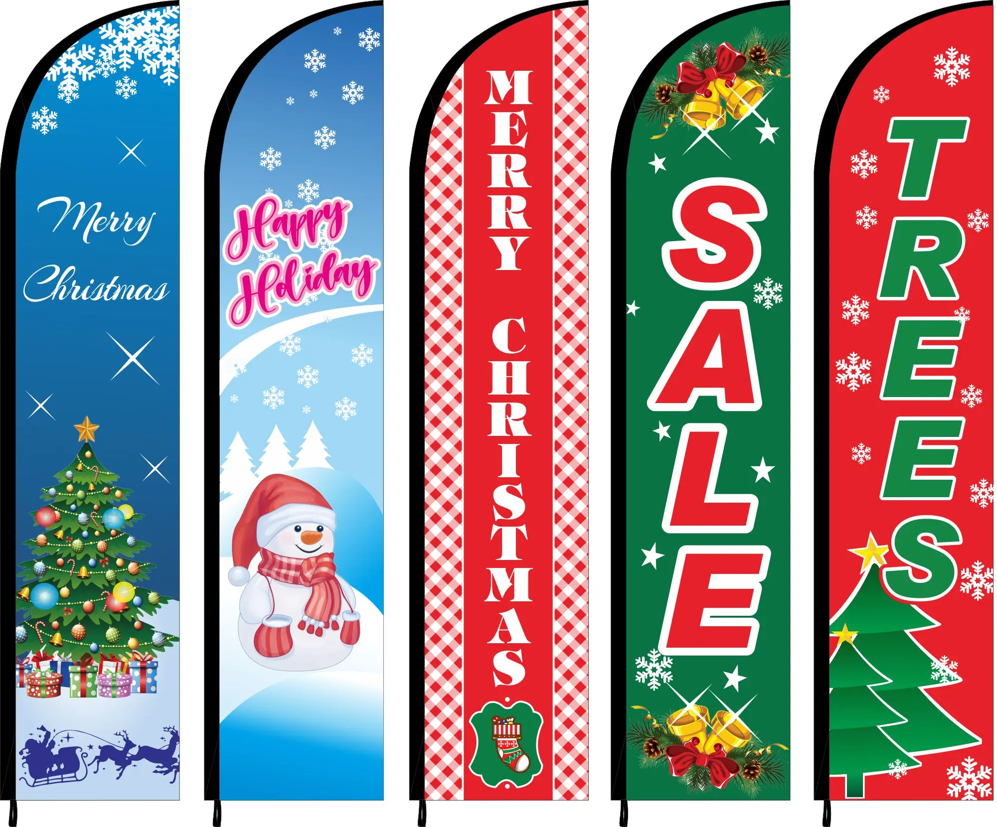 Feather Flag Beach Banner, Fabric only With No Stand, Happy New Year Holiday Merry Christmas Festival Celebration Tree Gift Sale