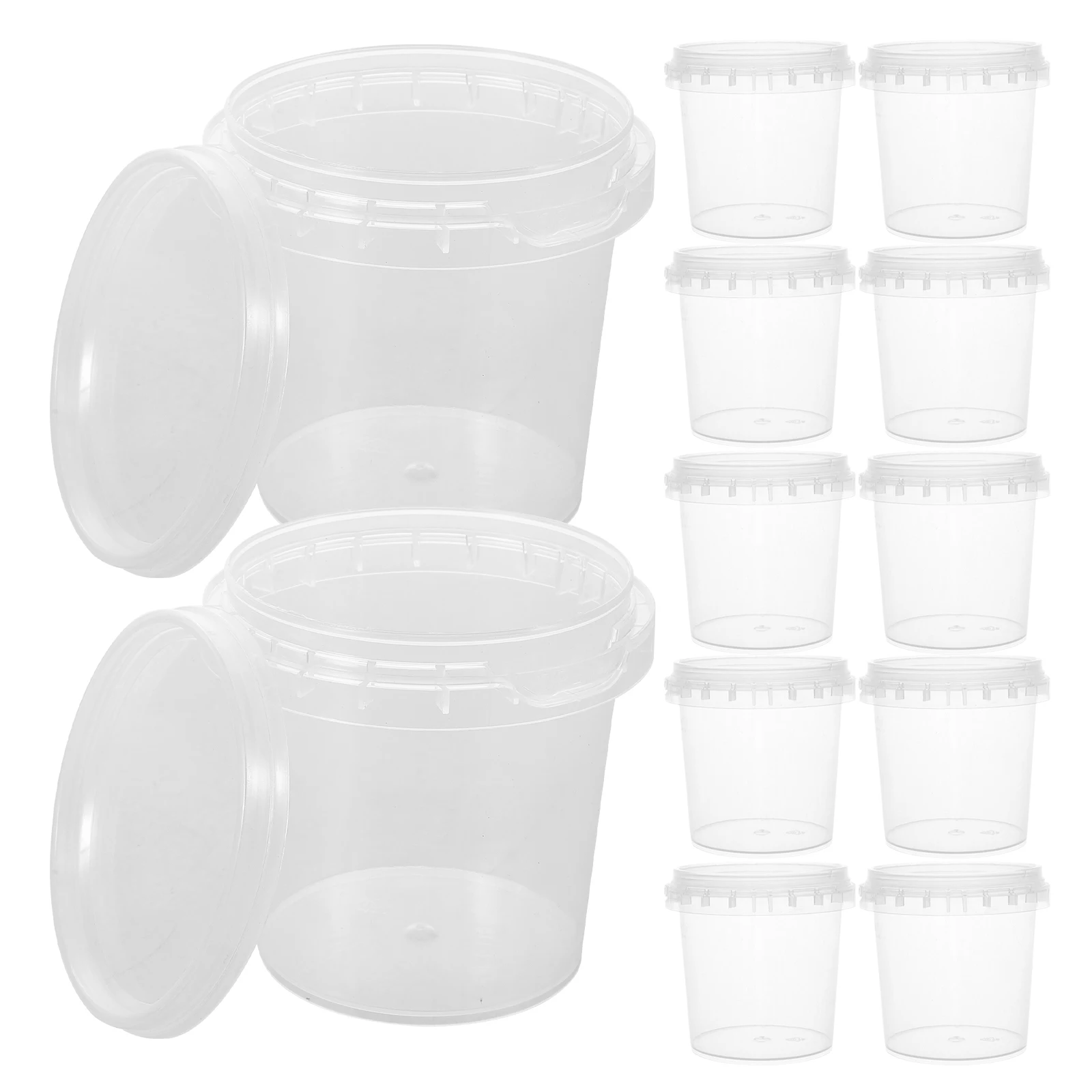 

20 Pcs Food Storage Containers Clear Plastic Buckets Large Capacity Reusable Round Boxes Ice Cream Popcorn Milk Tea Packaging