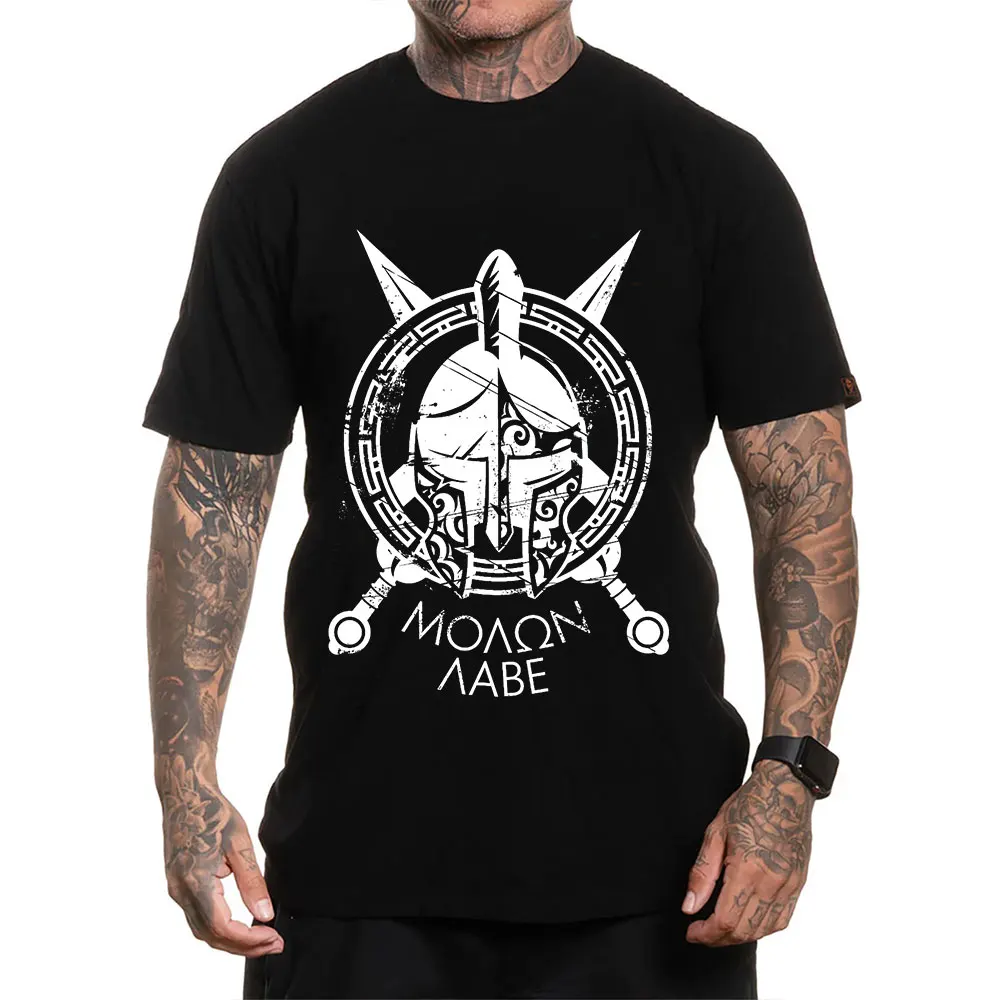 

Spartan Warrior Molon Labe 0202 Retro Gift T Shirt Ancient Roman Greek warrior helmet Graphic Clothes 100% cotton All size Tops