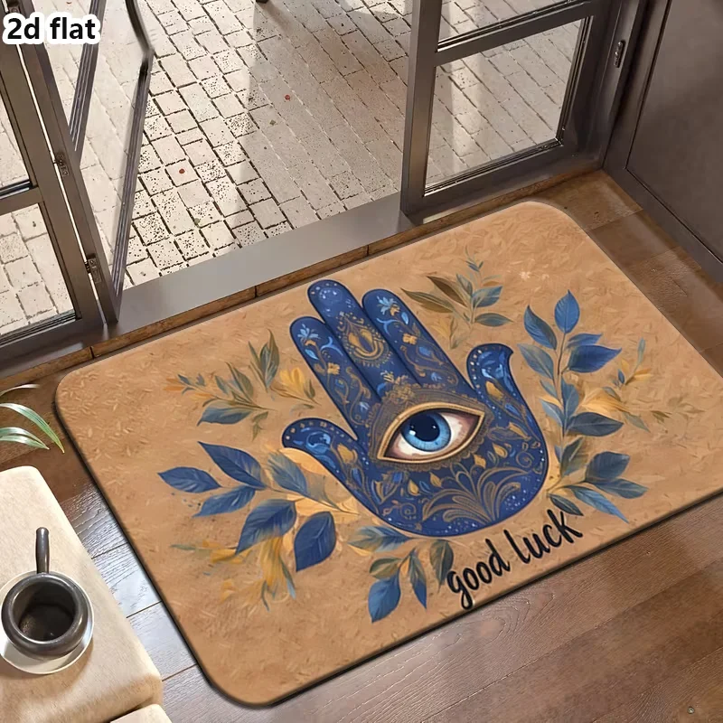 Funny Good Vibes Floor Mat Evil Eye Protection Welcome Doormat for Living Room Balcony Bedroom Creative Entrance Area Carpet