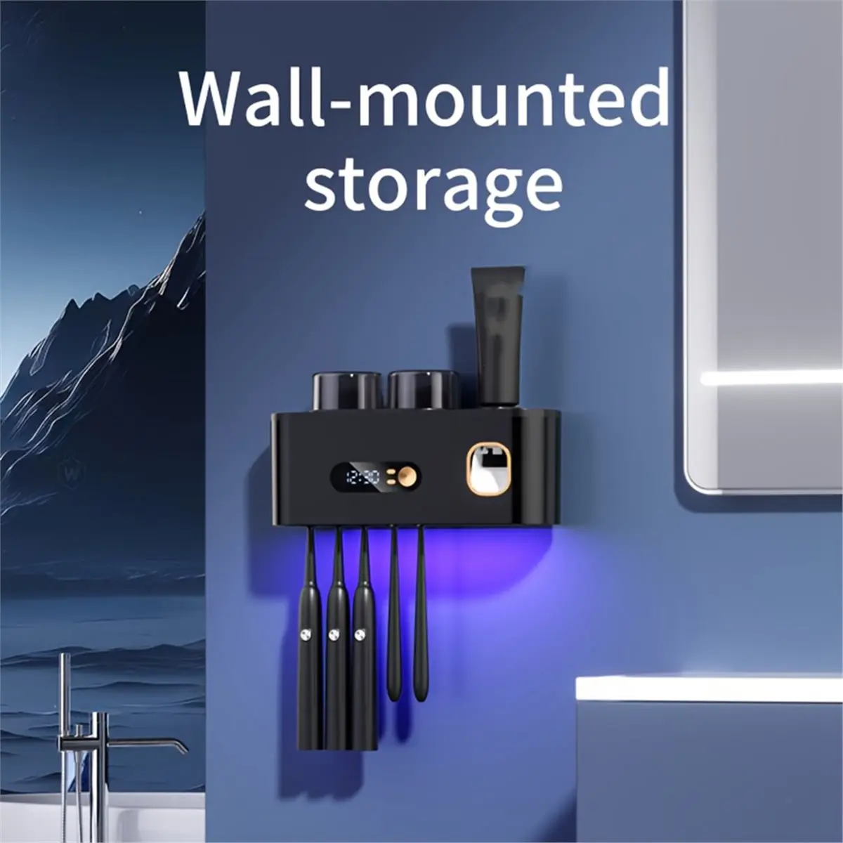 

Умная зубная щетка A32I с 2 стаканами, автоматическим дозатором зубной пасты, держателем для 5 щеток и дисплеем-часами