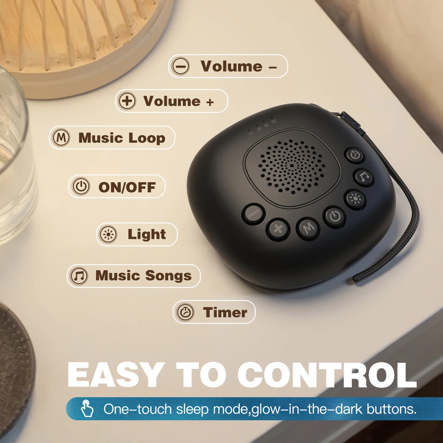 Máquina portátil de ruído branco com 20 sons RGB luz noturna ajuda para dormir para bebês/crianças/adultos temporizador bateria recarregável viagem