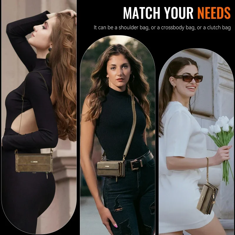 

CaseMe Lanyard Leather Zip Wallet Card Phone Case for iPhone 17 Air 16E 16 Pro Max 15 Plus 14 13 12 11 X XR XS Crossbody Cover