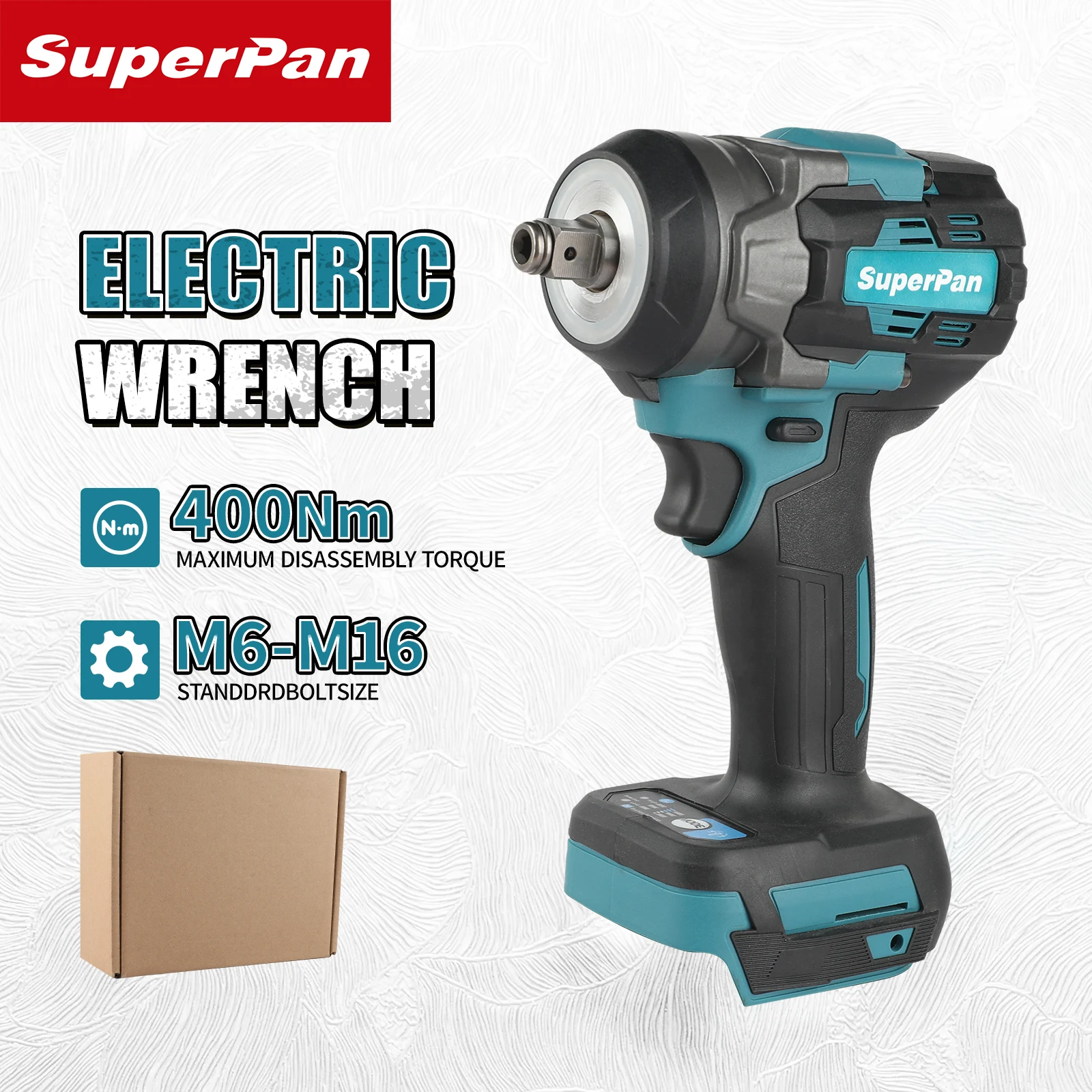 

SUPERPAN Brushless 18V 400N.m Impact Wrench – 1/2" Square Drive Tool with Variable Speed & Heat Dissipation