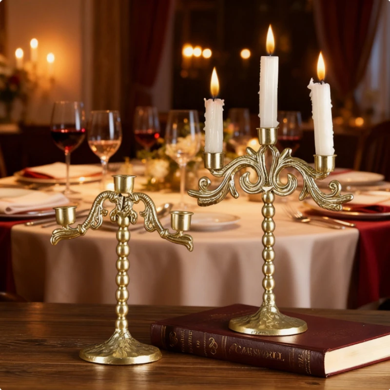 3/5-Arm French Vintage Iron Candelabra Romantic Dinner Decor for Wedding Home Rustic Photo Prop