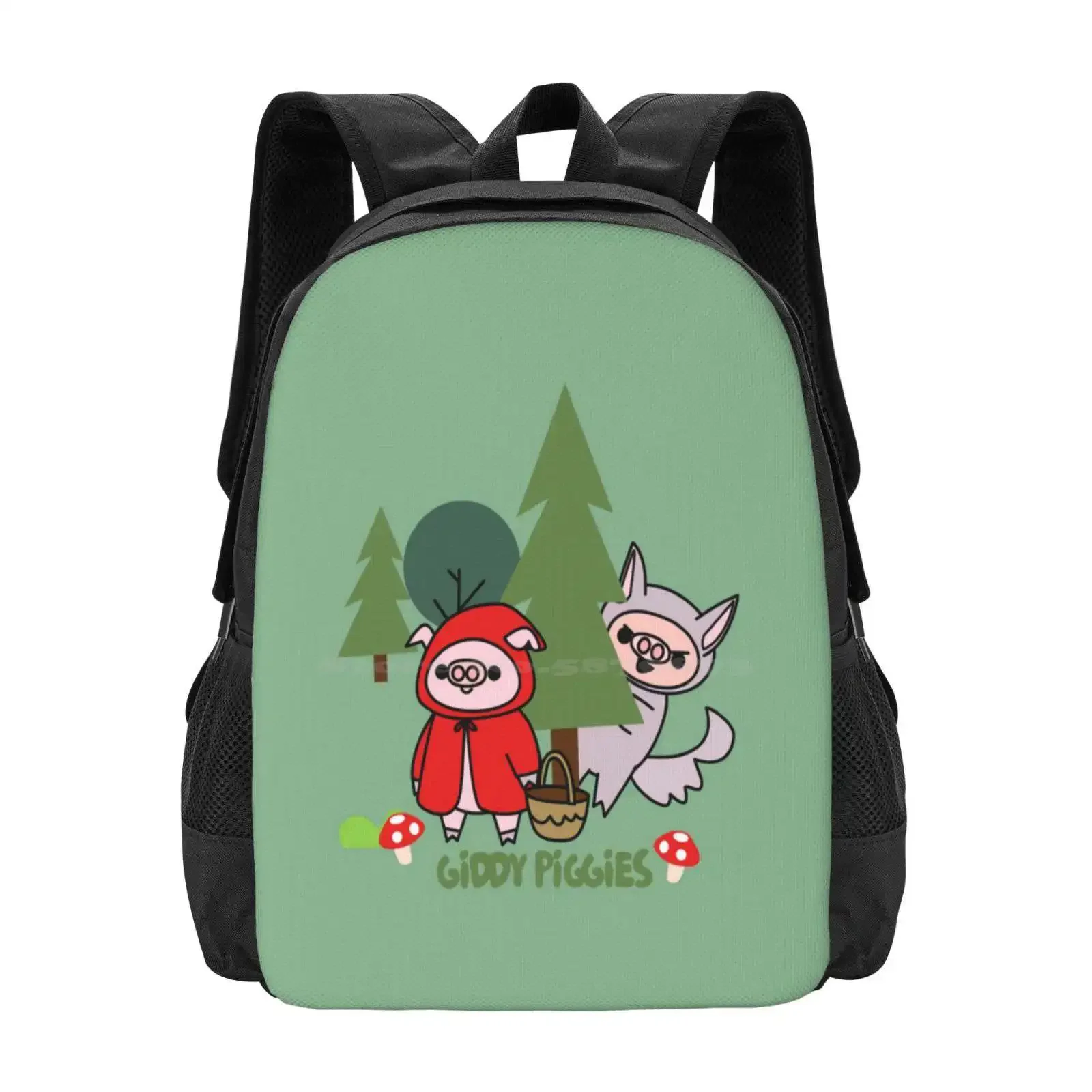 

Giddy Piggies Little Red Riding Hood And Wolf Hot Sale Schoolbag Backpack Fashion Bags Red Riding Hood Story Fable Fairytale