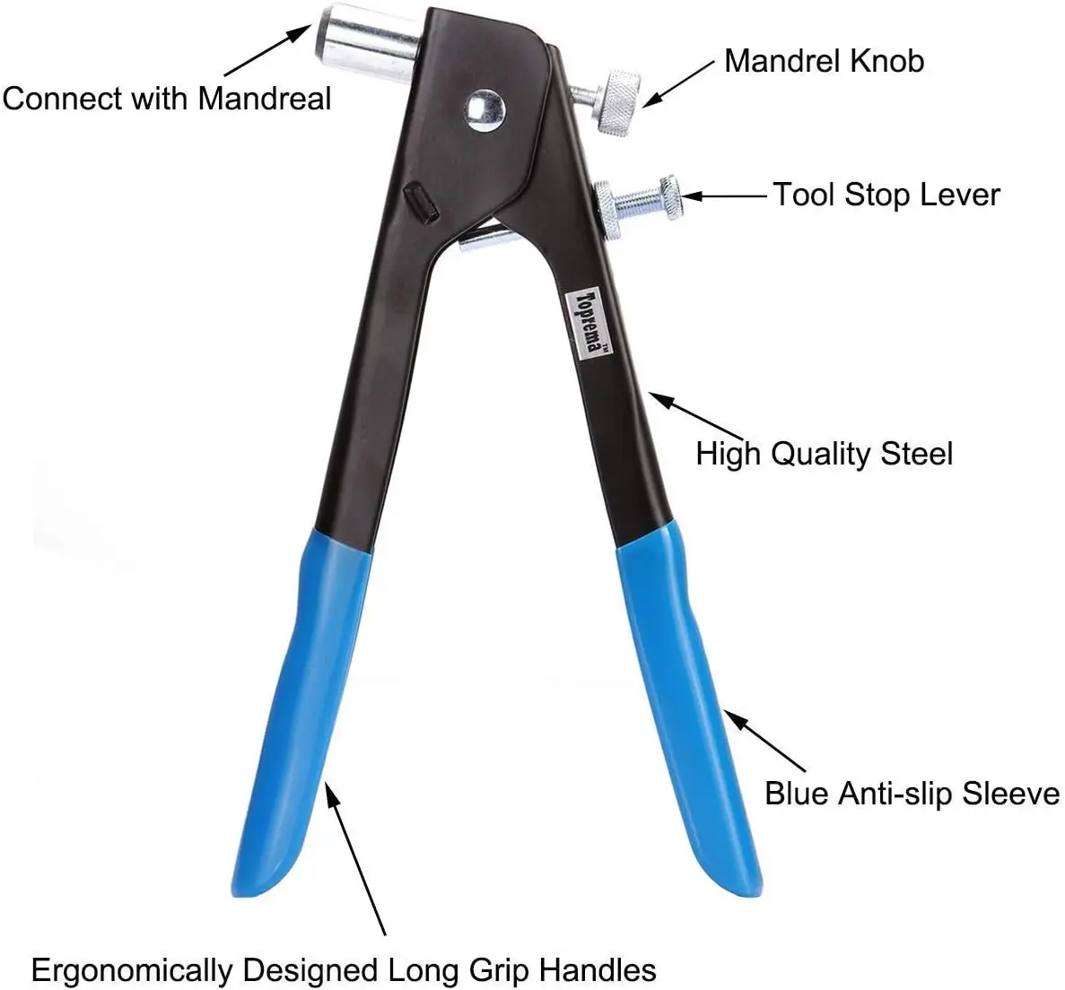 Kit di attrezzi per dadi per rivetti da 110 pezzi, pistola sparachiodi per muro di cemento, mandrini metrici M3 M4 M5 M6 M8 Utensili per rivettatura cieca per rivetti resistenti