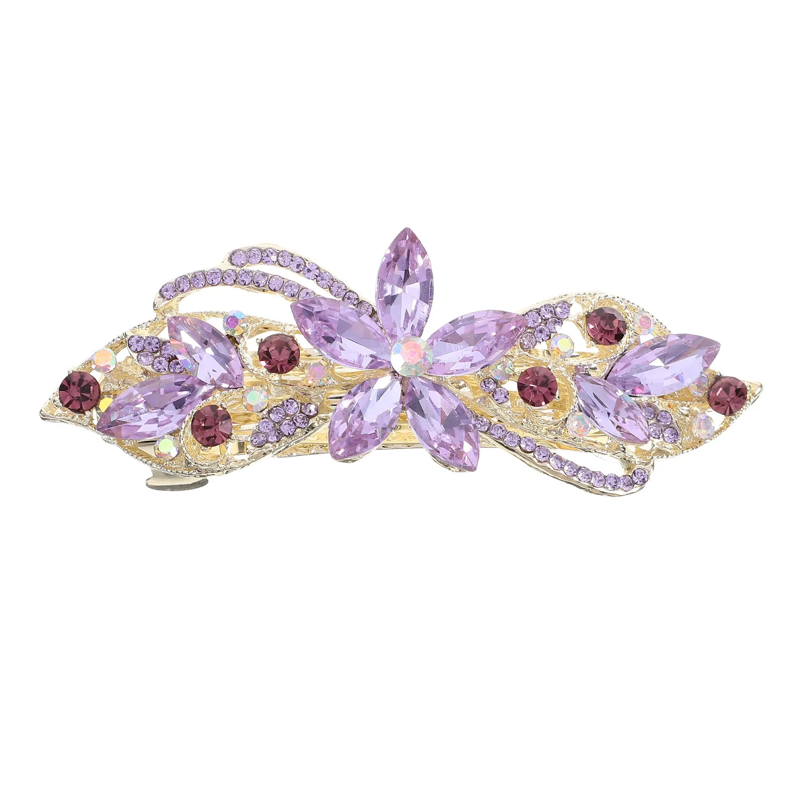 

Заколка для волос с кристаллами и стразами в форме цветка, стильная весенняя заколка-автомат для женщин, надежная фиксация, блестящий аксессуар для волос для торжественных мероприятий