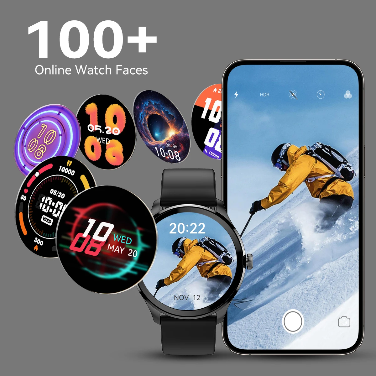 ساعة ذكية للمكالمات الصوتية من Apexfit للرجال 5ATM مقاومة للماء مدمجة بنظام تحديد المواقع مع شاشة Hr/Spo2 لهاتف آيفون وأندرويد