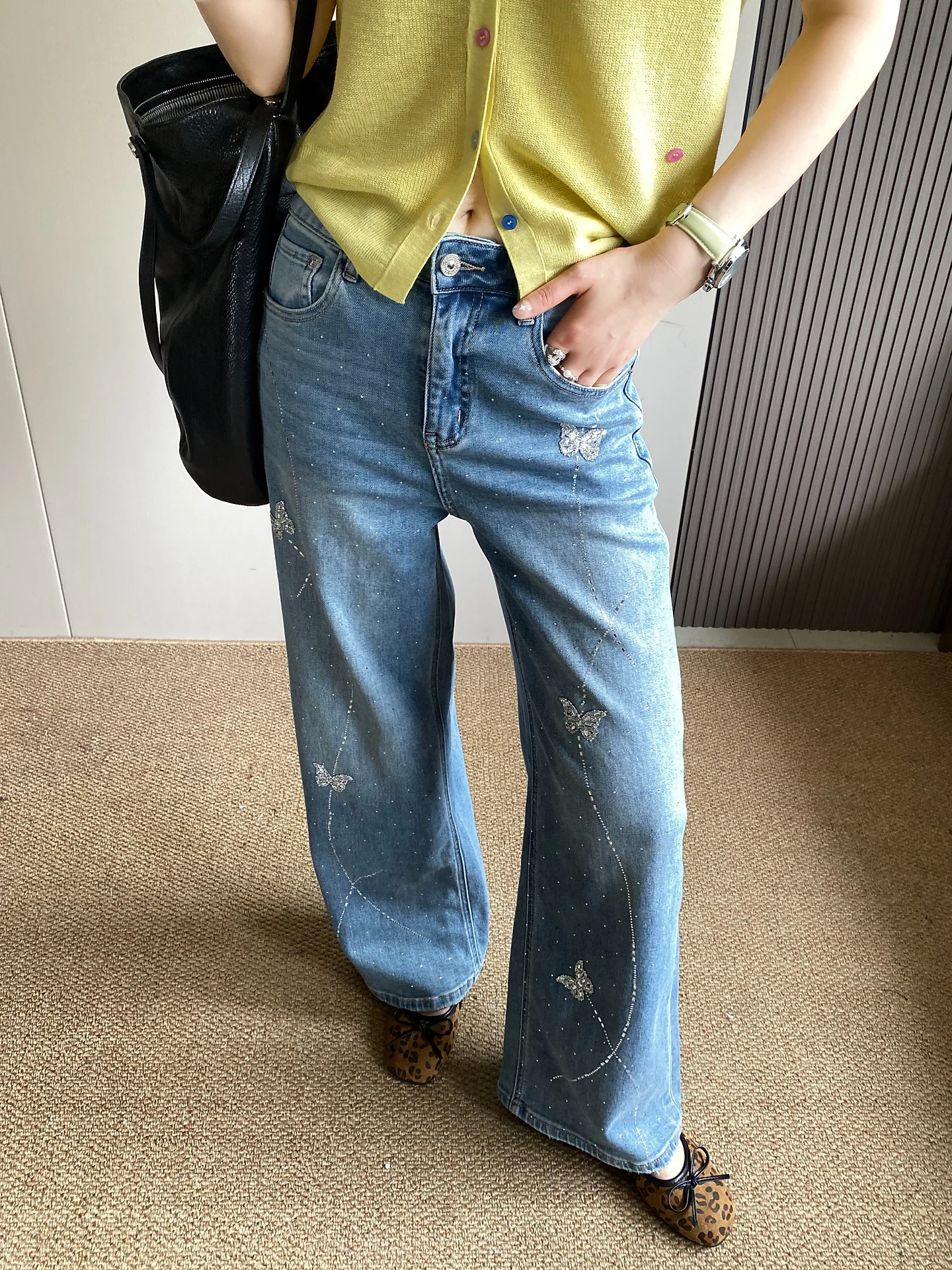 

High Waist Wide Leg Denim Jeans Women's Spring 2026 New Sle Embellied Loose Slimming Floor-Length Straight Pants