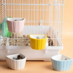 Mini Hamster Food Bowl Golden Bear Rabbit Parrot Food Utensils Cage Hanging Basin Ceramic Pet Bowl Anti-tip Small Pet Supplies
