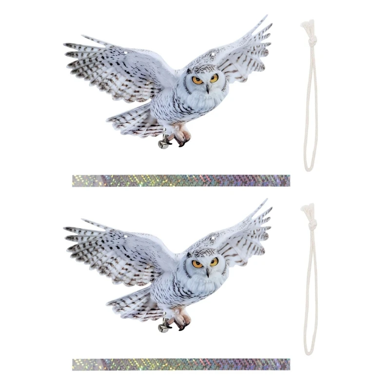 

4X7B Double Sided Acrylic Owl Sculptures Reflective Bird Scare for Yard Roof Garage