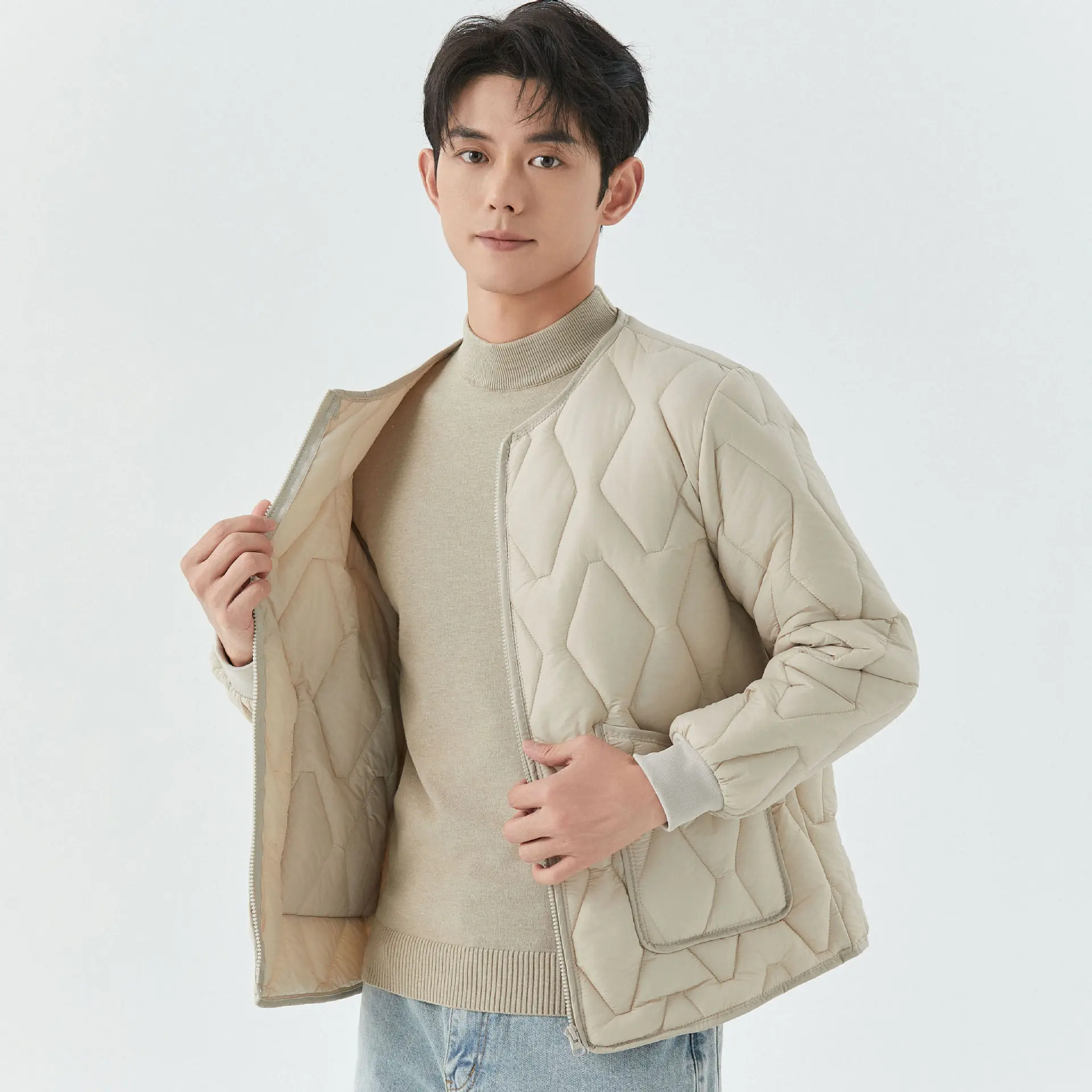 

Korean Clothing with Added Fat Winter Men's Thick Cotton Coat with Added Fleece Warm Long Sleeved Cotton Coat Men's Clothing