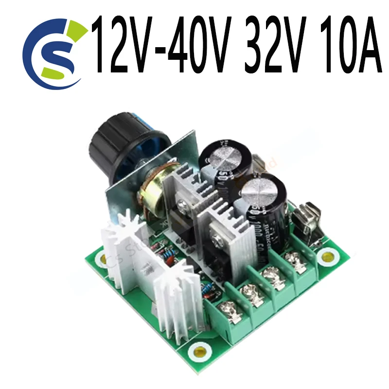 Auto PWM DC Motor Speed Controller Regulator Governor with Knob Switch Volt Regulator Dimmer 400W Board Module 12V-40V 32V 10A 