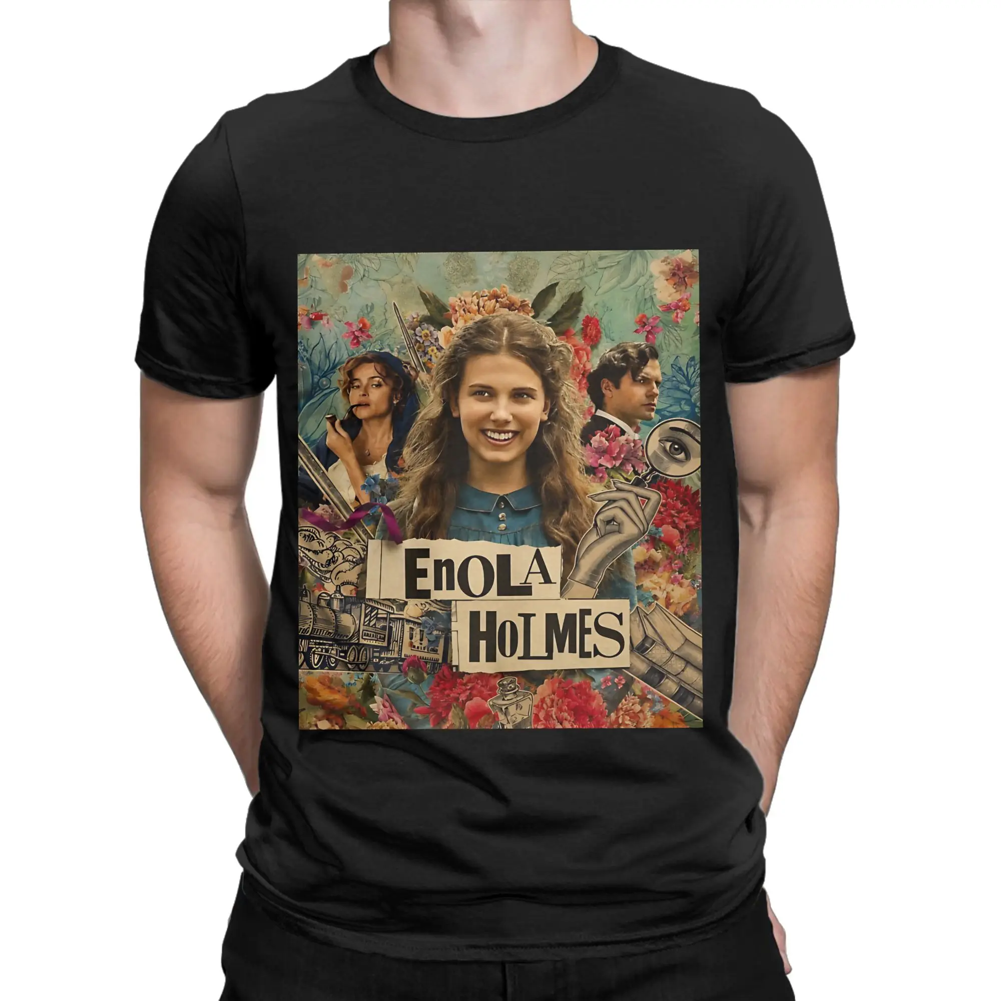 Enola Holmes Classic Shirt poster painting Graphic 100% Cotton T-Shirt The Enola Holmes Mysteries Tees Tops For Men