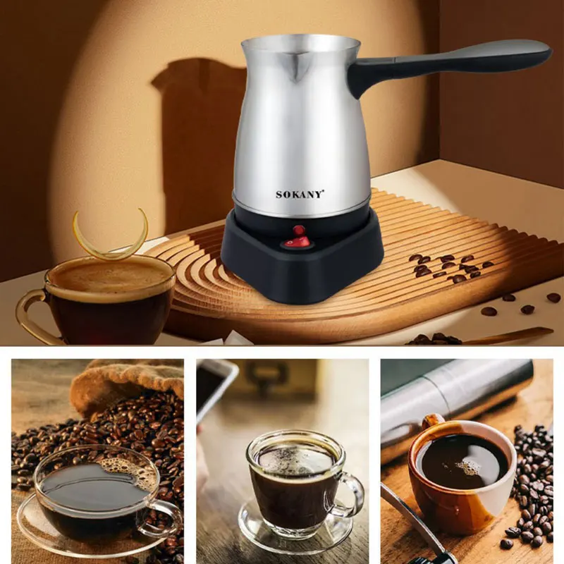 600W Electric Coffee Pot,500ml Turkish Coffee Maker Machine,Household Office Small Milk Coffee Tea Pot,Stainless Steel,220V-240V