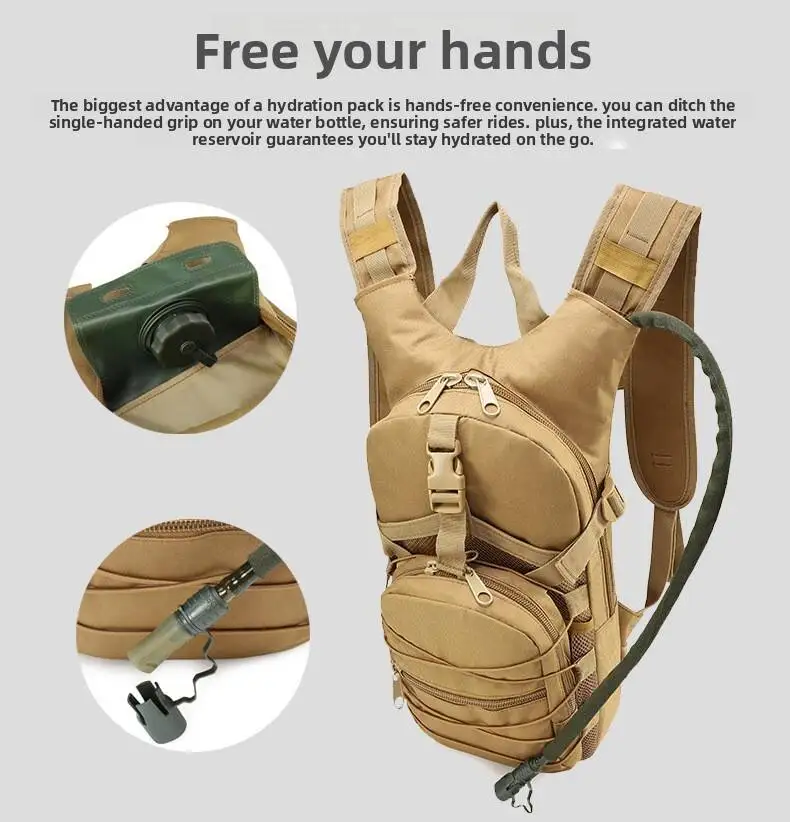 Lightweight Tactical Backpack Water Bag Camel Survival Backpack Hiking Hydration Pouch Rucksack Camping Bicycle Daypack 18L