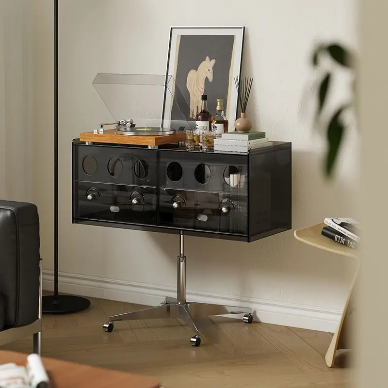 

Retro vinyl record player cabinet mobile magazine living room sofa TV side display